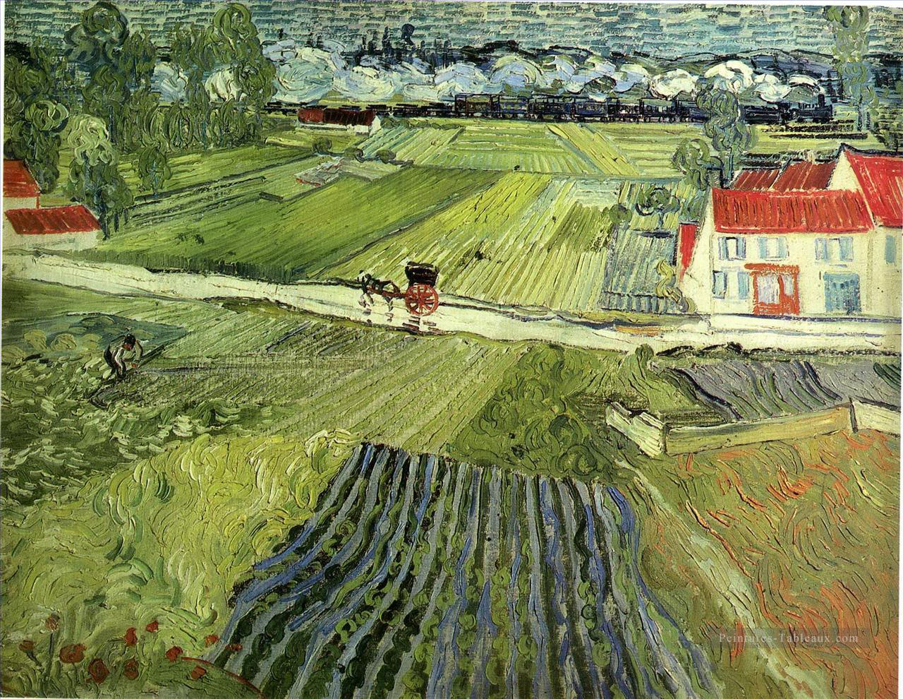 Paysage avec transport et train Vincent van Gogh Peintures à l'huile